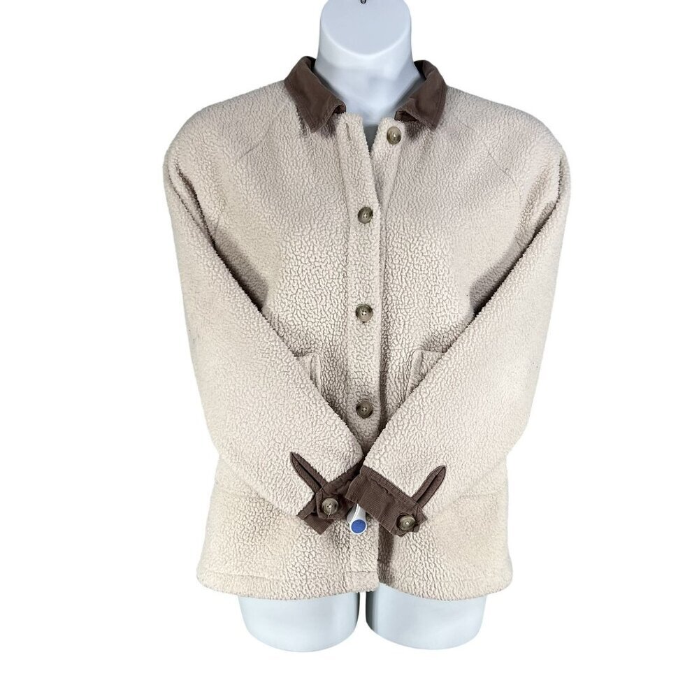 Madewell Womens L Corduroy Trimmed (Re)sourced Sherpa Terry Chore Coat Cozy - Picture 6 of 16
